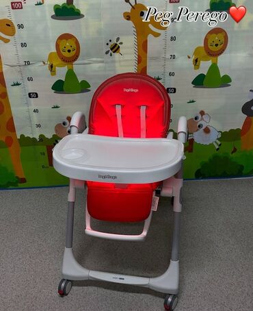 дополнительный свет: Стульчик для кормления, Peg perego, Другой вид, цвет - Красный