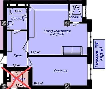 50 000: 1 комната, 55 м², 10 этаж, ПСО (под самоотделку) — 5