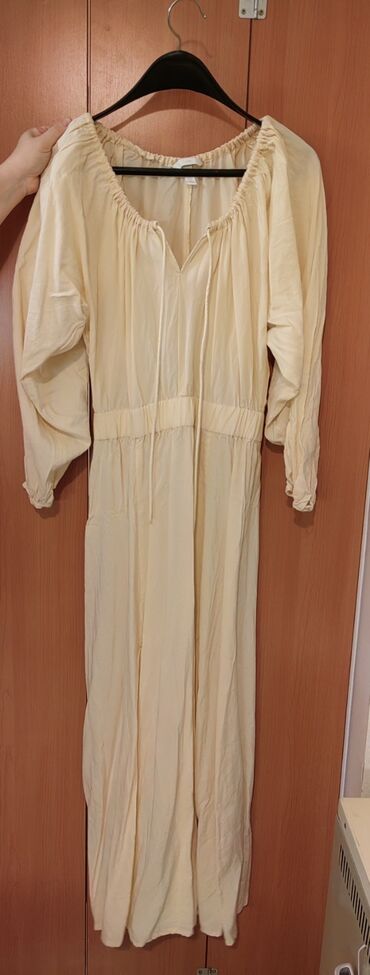 dvobojna dugacka haljina: H&M M (EU 38), bоја - Bež, Drugi stil, Dugih rukava