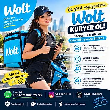 resmi iş: Sürücü-kuryer tələb olunur, Şəxsi nəqliyyat vasitəsi ilə, Gündəlik ödəniş, Təcrübəsiz — 1