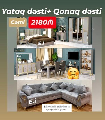 Divanlar: Qonaq otağı mebeli yeni dəst vitrin komod TV altlığı masa desti künc