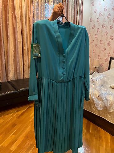 Dəstlər, kostyumlar: Qadın geyimləri dəsti 1) Firuzəyi rəngli don - Model: Uzun, beldən — 1