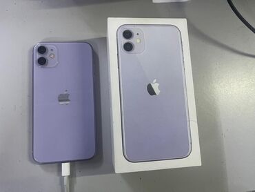 Apple iPhone: IPhone 11, Б/у, 128 ГБ, Deep Purple, Зарядное устройство, Защитное стекло, Коробка, 74 %