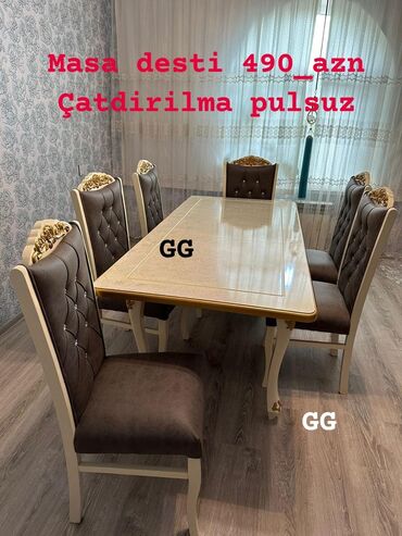 Dolablar: Qonaq otağı üçün, Yeni, Açılmayan, Dördbucaq masa, 6 stul