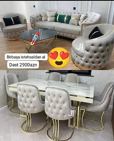 divan mebel: Lüks qonaq otağı və yemək otağı mebel dəsti Tərkib: - Qonaq otağı: 1 — 1