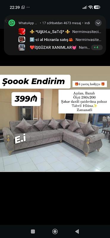 Künc divan – açılan, bazalı model - Ölçü: 280×200 sm - Material