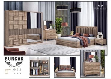 ağdağ astar qiyməti: Двуспальная кровать, Шкаф, Трюмо, 2 тумбы, Турция, Новый