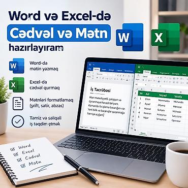 evde qablasdirma işi: Hər növ mətnlərin Word proqramına köçürülməsi, hesabatların və məhsul — 1