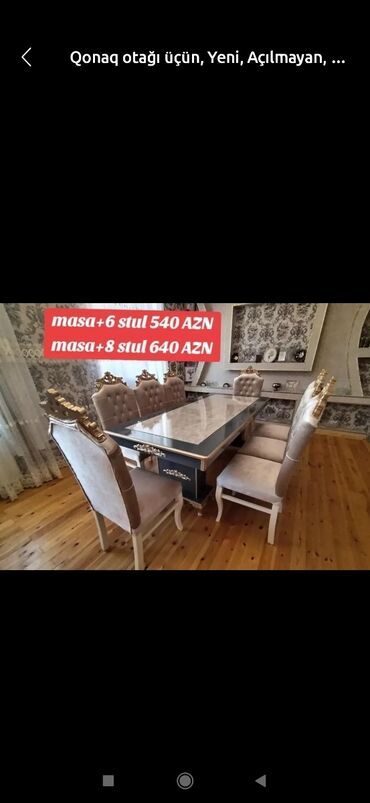 стол книжка купить в баку: Для гостиной, Новый, Нераскладной, Прямоугольный стол, 6 стульев