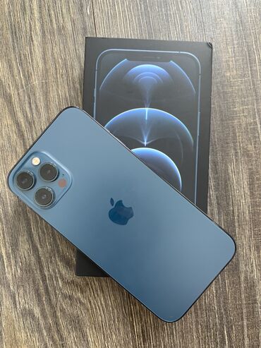 Apple iPhone: IPhone 12 Pro Max, Б/у, 256 ГБ, Синий, Зарядное устройство, Защитное стекло, Чехол