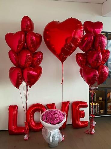 Шары: Воздушные шары «Сердца» — готовые композиции для романтического декора — 18