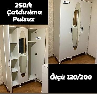 Dolablar: Ağ rəngli 3 qapılı paltar şkafı. - Ölçü: 120/200 sm (eni/hündürlük) - — 1