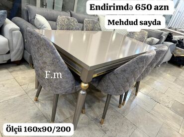 Masa və oturacaq dəstləri: Qonaq otağı üçün, Yeni, Dördbucaq masa, 6 stul