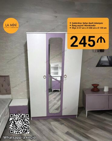 кухонный гарнитур бишкек бу: Açılan, 3 qapılı Düz dolab, Qarderob, paltar dolabı