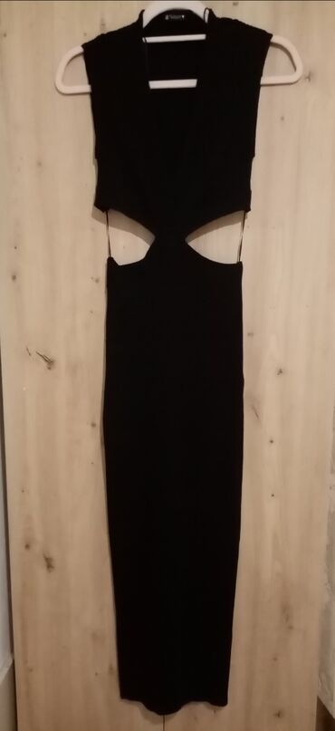 prugasta haljina: Zara crna rebrasta haljina, nije nošena