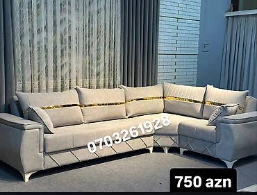 диван угловой купить: 1 .Künc divan dəsti - Rəng: açıq boz - Material: yumşaq parça üzlük - — 1
