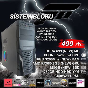 домашний компьютер: Sistem Bloku "Striker DDR4 Gaming Xeon X99 2011V3 RX580 8GB” ⭐Tək