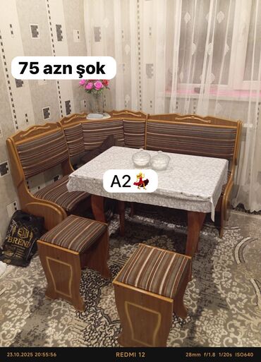 качели для дачи баку: AYNUR 2 💃 🪄Mətbəx üçün 🛋️künc divanı qabaq stolu stulu ilə birlikdə