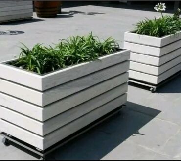 Bitkilər üçün dibçəklər: Dibçək Ağacdan dekorativ çiçək/bitki qutuları - Material: təbii — 6