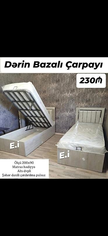 qapi alti rezin: Dərin bazalı çarpayı – 230₼ - Ölçü: 200x90 sm - Dərin bazalı, yuxarı — 1