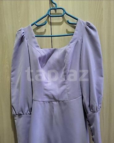 aşbaz forma: Bənövşəyi rəngdə zərif qadın donu - Model: A-kəsim, midi uzunluq - — 1