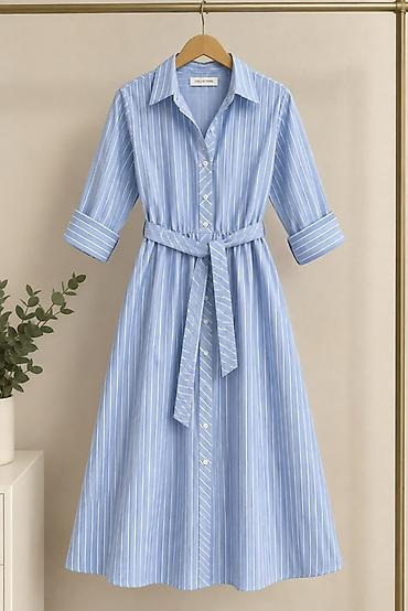 pull and bear: Qadın geyim kolleksiyası 1) Qara midi paltar – ağ krujeva detal - — 4