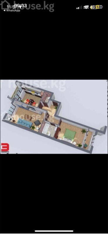квартира калым ордо: 2 комнаты, 68 м², Элитка, 2 этаж, ПСО (под самоотделку)