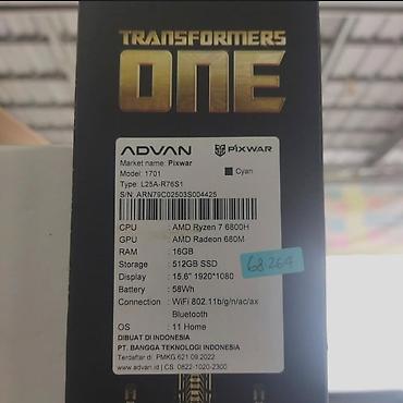 qrafik planşet irşad: Advan Pixwar 15.6" noutbuk Texniki xüsusiyyətlər: - Prosessor: AMD — 3