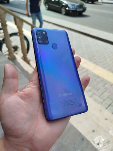 Samsung: Samsung Galaxy A21S, 32 GB, rəng - Göy, Zəmanət, Barmaq izi, Simsiz şarj