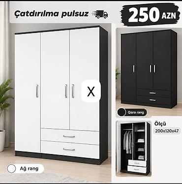 Üç qapılı paltar şkafı - Rənglər: ağ və qara - Ölçü: 200 x 120 x 47 lalafo.az -da Üç qapılı paltar şkafı - Rənglər: ağ və qara - Ölçü: 200 x 120 x 47