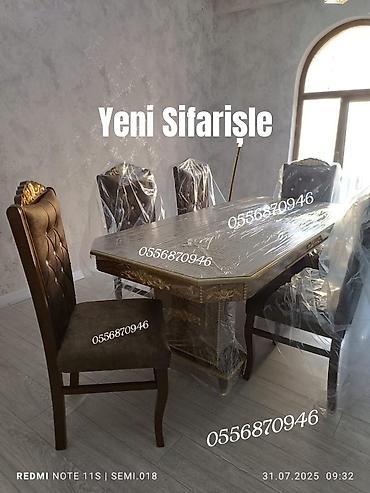 ders masa: Qonaq otağı üçün, Yeni, Açılmayan, Dördbucaq masa, 6 stul — 8