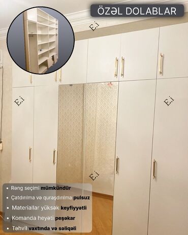 Divanlar: Açılan, Düz dolab, Qarderob, paltar dolabı