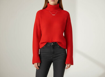 czerwony sweter: Sweter damski, rozmiar M