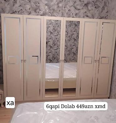 guzgu salon: 6 qapılı geyim dolabı - Klassik dizaynlı, krem rəngində 6 qapı - Orta — 1