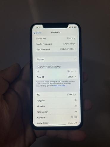 iphone xe: IPhone X, 64 GB, Gümüşü, Qırıq — 2