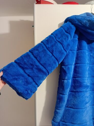 Krzneni kaputi: 3XL, Sa postavom, Veštačko krzno, bоја - Svetloplava — 6