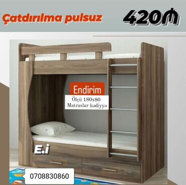 tək nəfərlik çarpayı: Oğlan və qız üçün, Yeni, Çarpayı, Matras ilə, Siyirməli