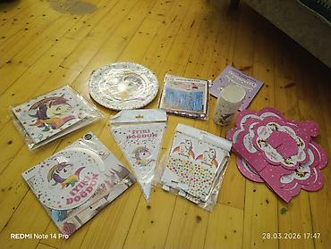 qapi bezeyi: Unicorn temalı ad günü dekorasiya və süfrə dəsti - “İyi ki doğdun” — 4
