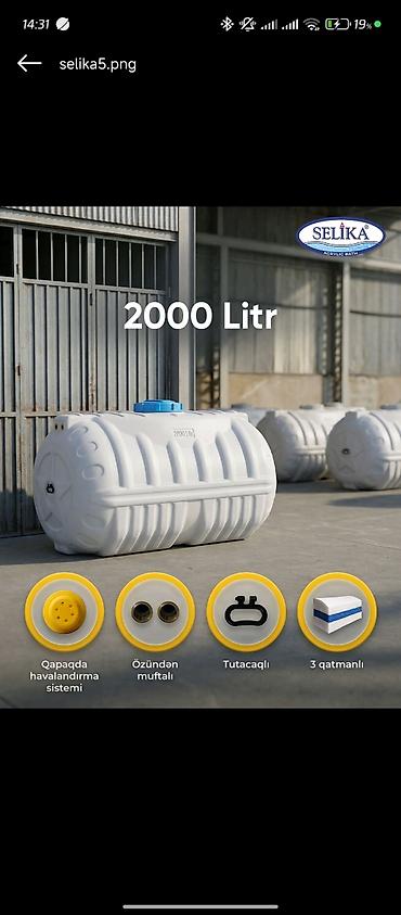 Baklar və çənlər: Bak, Plastik, 2000 l l, Yeni, Ödənişli çatdırılma — 2