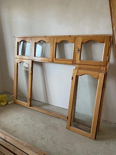 qapi taxda: Taxta pəncərə və balkon qapısı dəsti - Material: təbii ağac (şüşəli — 2