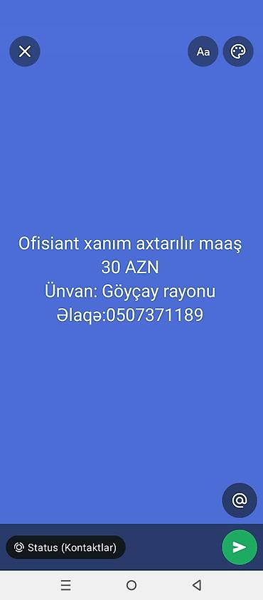 is elanlari samaxi: Ofisiant tələb olunur — 1