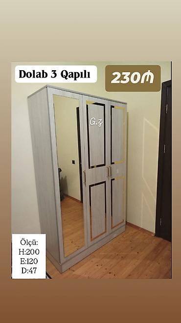 salon dolab: *Dolab 3 qapılı 230Azn* Ölçü:200×120×47 Sifarişlə hazırlanır ✔️ təhvil — 1