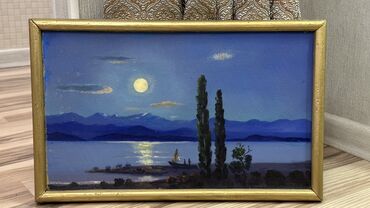 старинную картину: Небольшая картина 50*30 см маслом, изображающая Кол Кечи, ночной