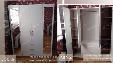 Uşaq masaları: Yeni, 3 qapılı Düz dolab, Qarderob, paltar dolabı