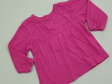 Bluzki: Bluzka H&M, 3-6 m, wzrost - 68 cm., stan - Bardzo dobry, wzór - Jednolity kolor, kolor - Różowy