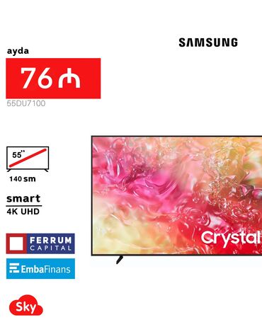 Paltaryuyan maşınlar: Yeni Televizor Samsung Led 55" 4K (3840x2160), Pulsuz çatdırılma