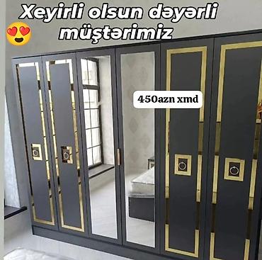 iwlenmiw dolab: Yataq otağı üçün 6 qapılı paltar şkafı - Ön hissədə iki böyük güzgü — 2