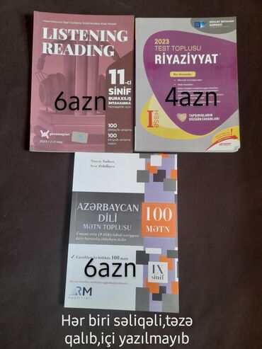 kitaplar: Hər biri təzədir,içi yazılmayıb,əzilməyib