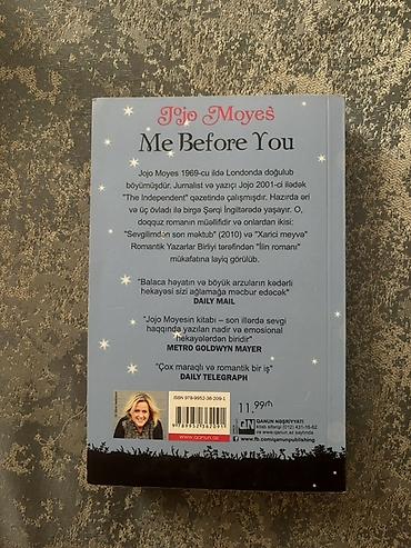 sevgi romanı: Məhsul: Kitab – “Səndən öncə Mən” (Me Before You) Müəllif: Jojo Moyes — 1