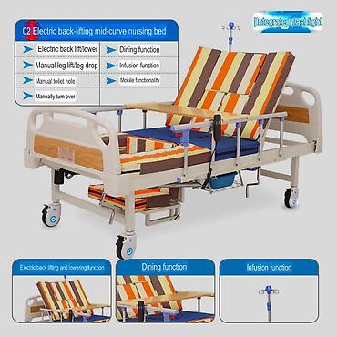 Медицинская мебель: Многофункциональная кровать с туалетом и матрасом, новые 24/7 доставка — 5